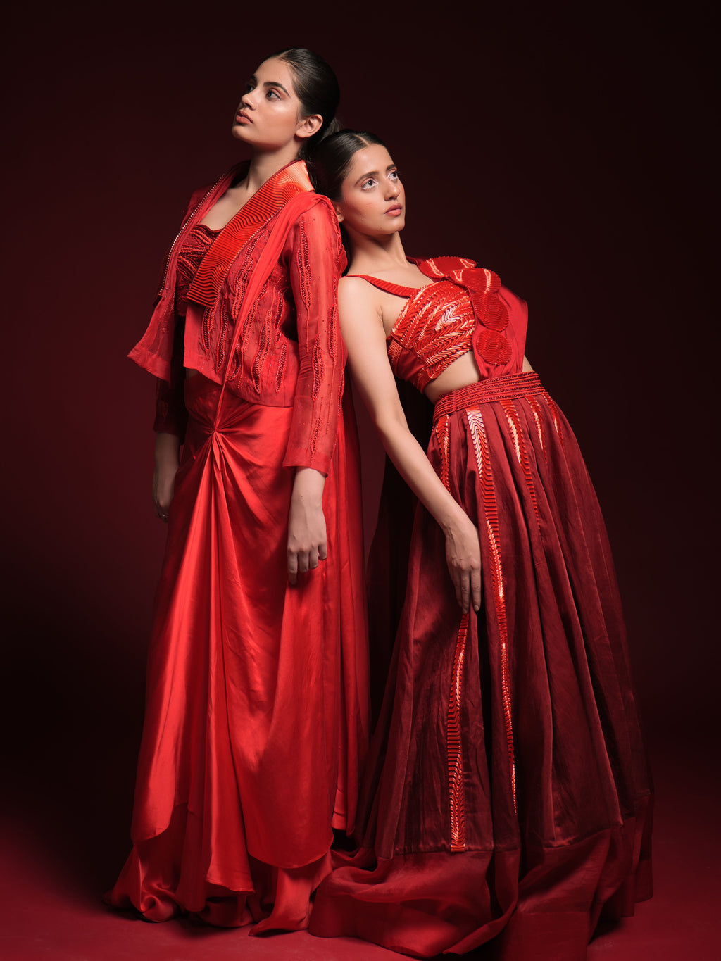 Alive in Red Jacket Saree