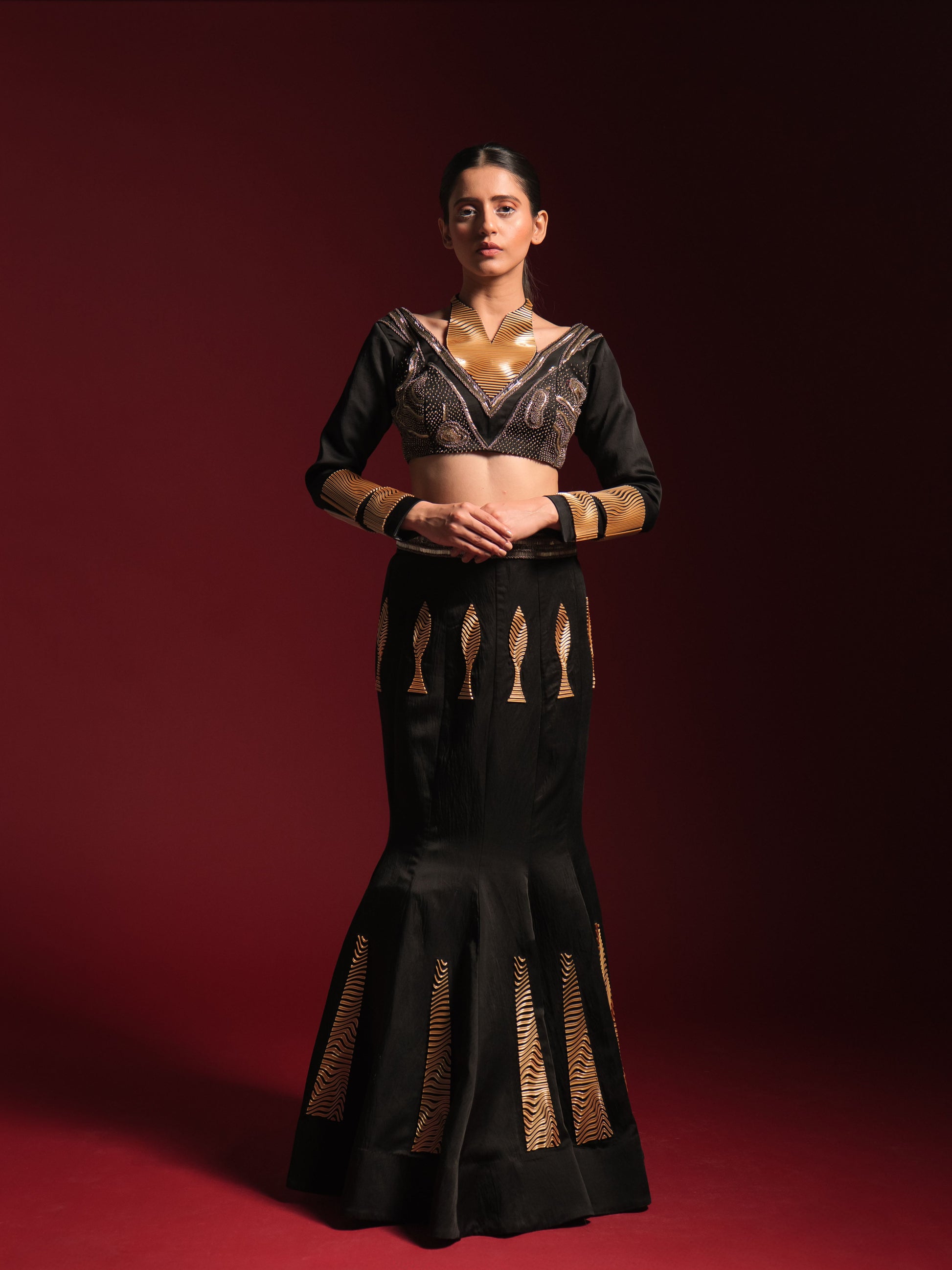 Black Poise Lehenga