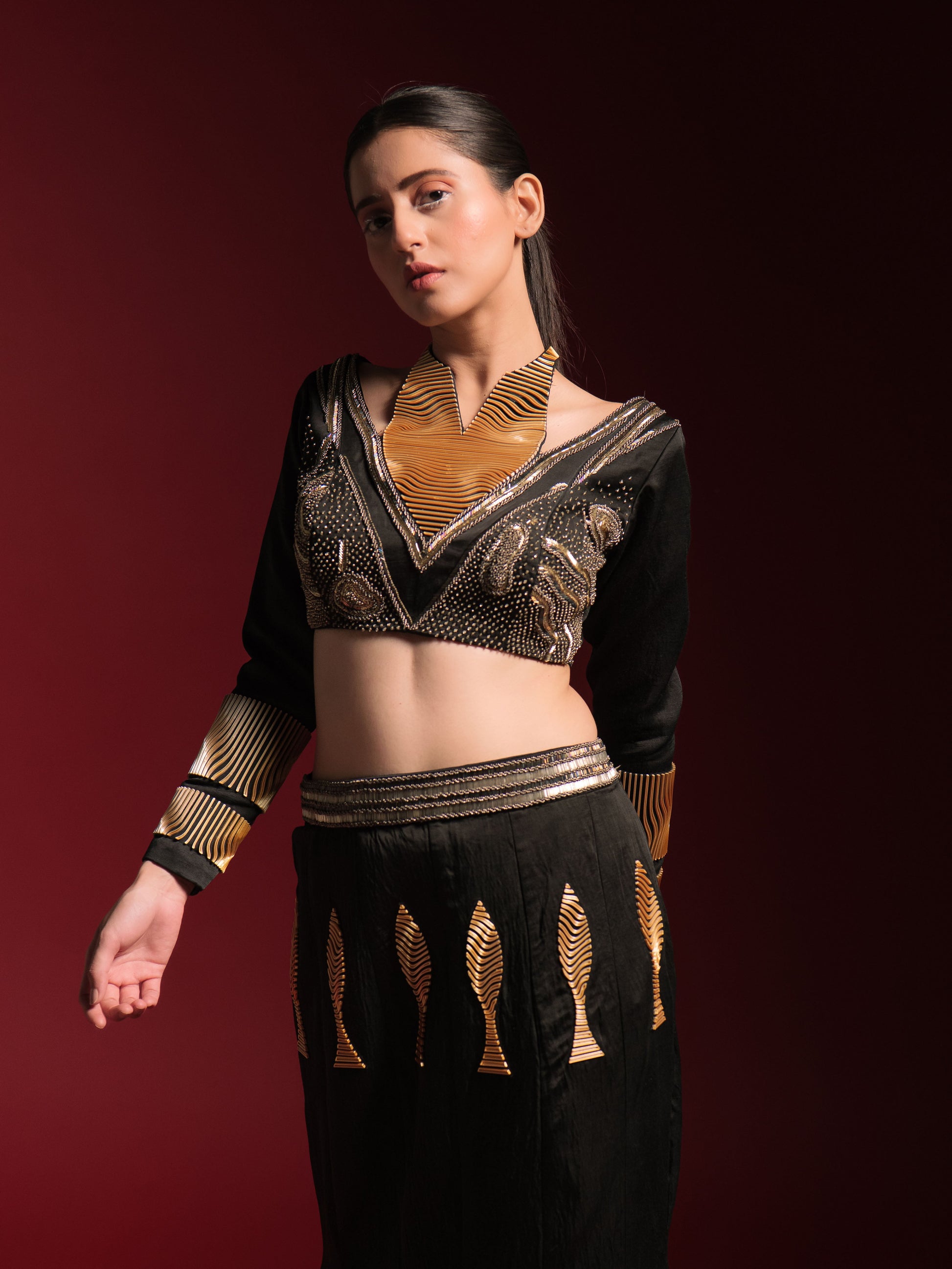 Black Poise Lehenga