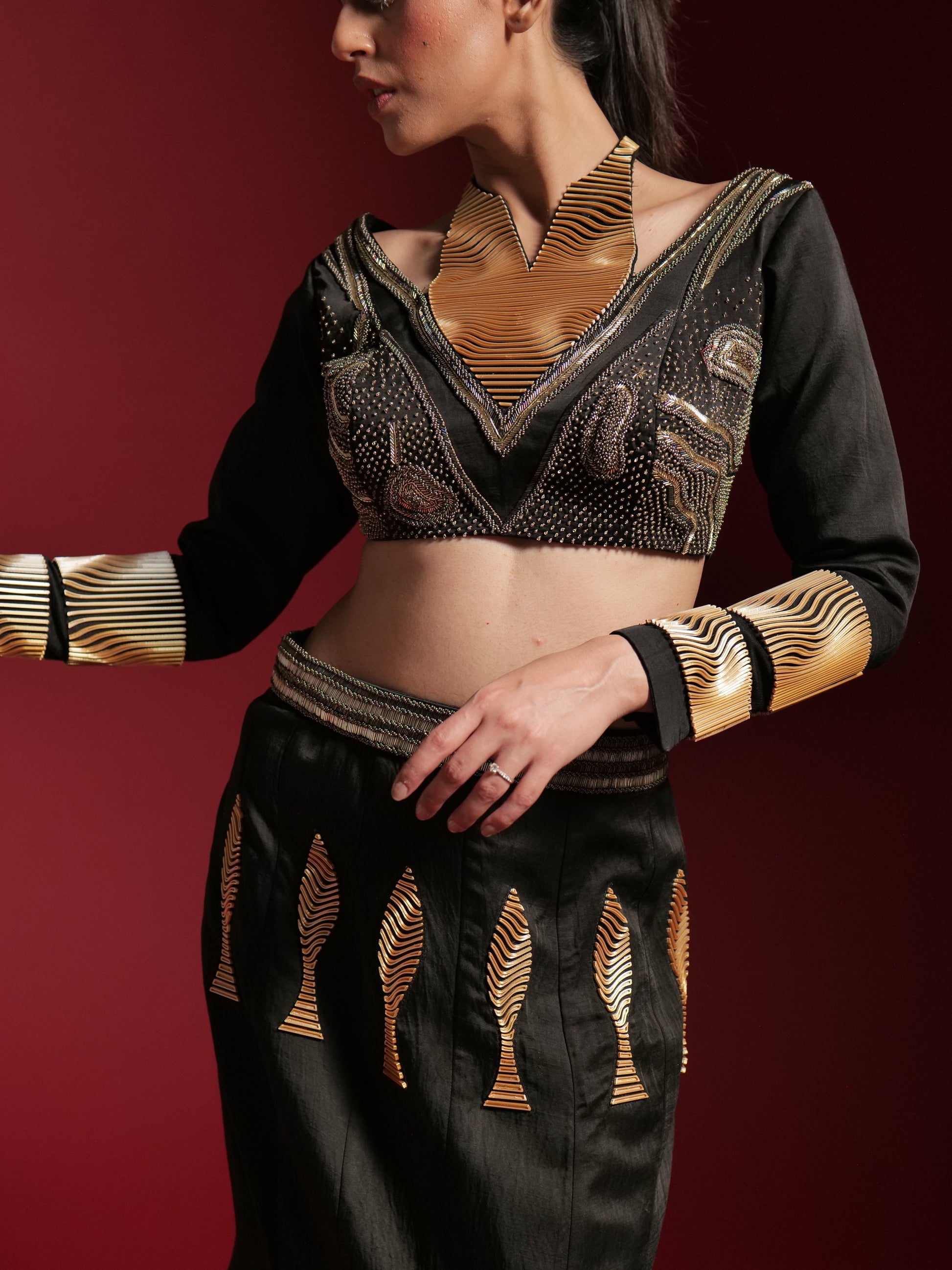 Black Poise Lehenga