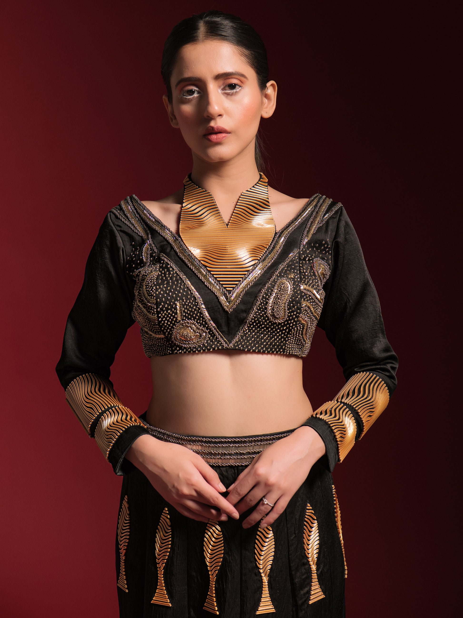 Black Poise Lehenga