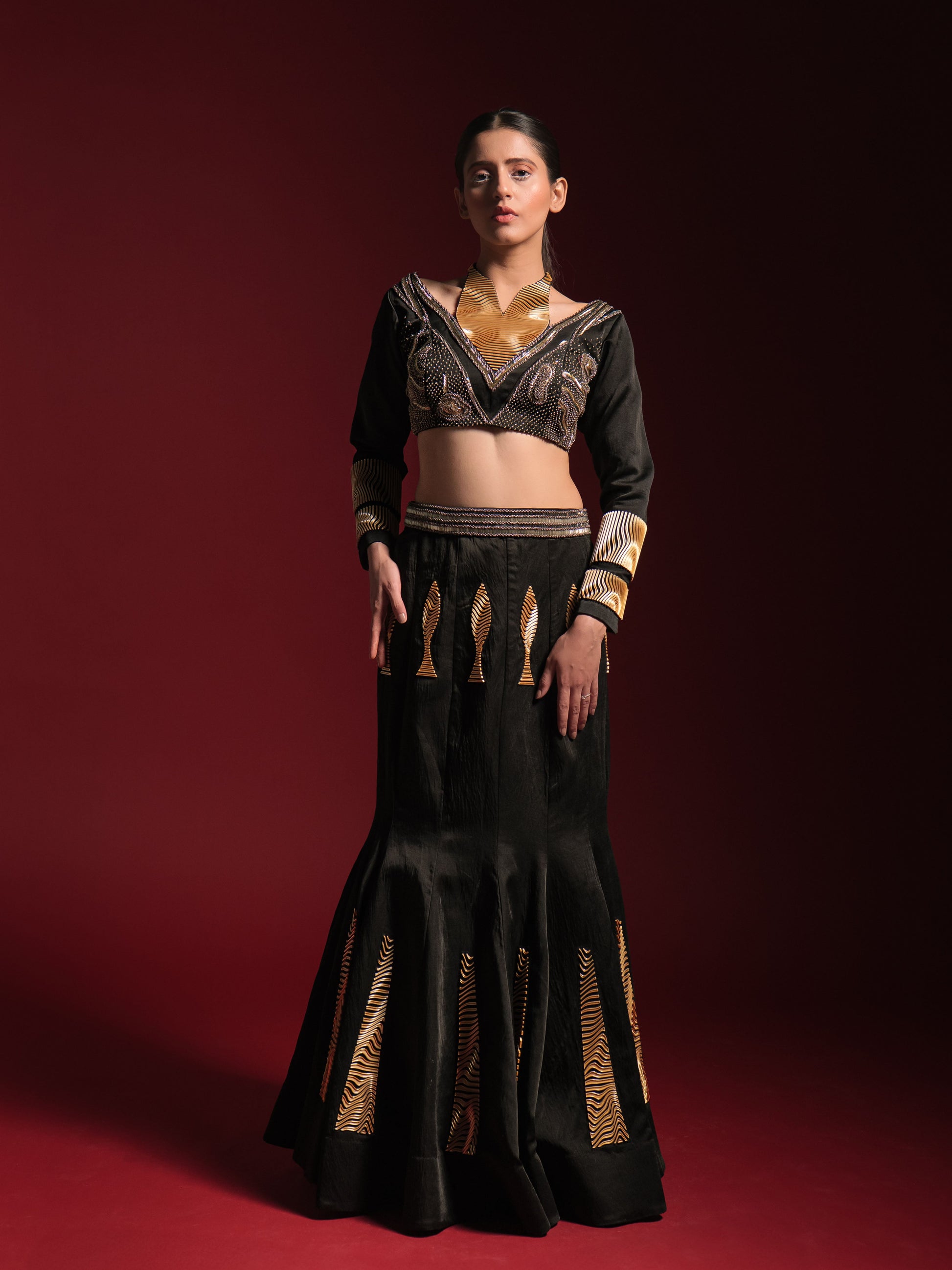 Black Poise Lehenga