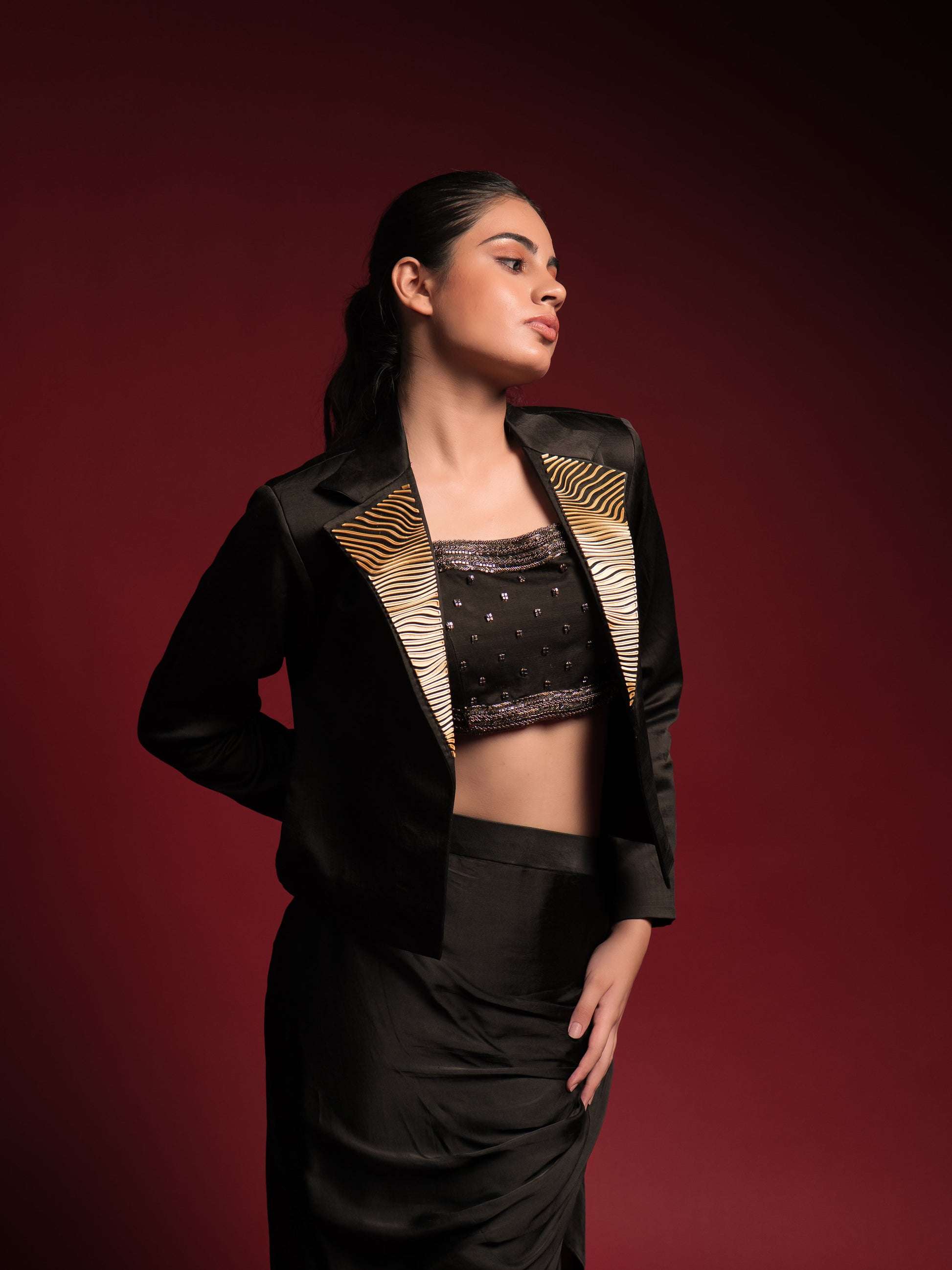 Black Aura Jacket Set