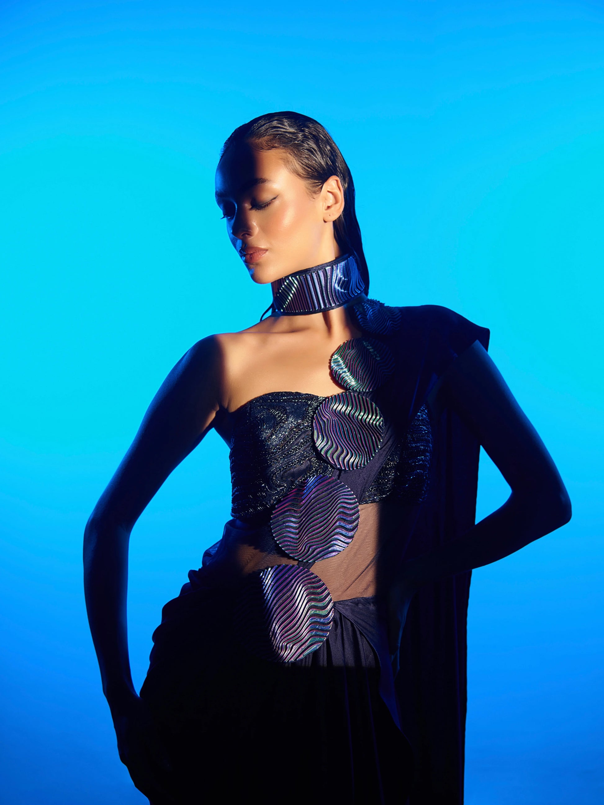 Oceanic Swirl Gown back view
