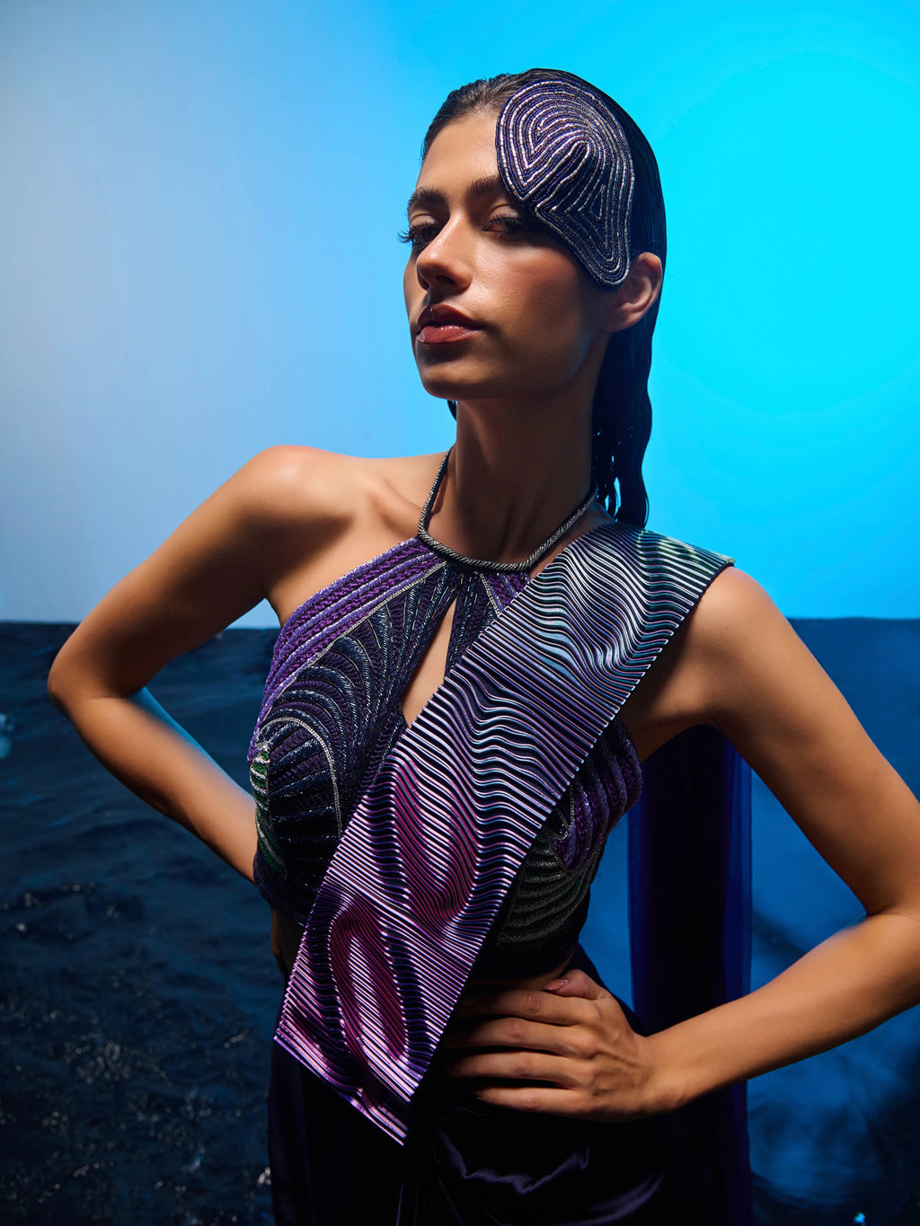 Tidal Rhythm Saree detail