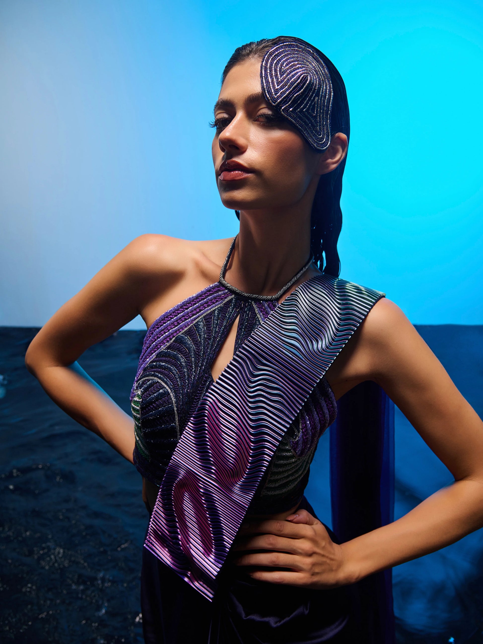 Tidal Rhythm Saree detail