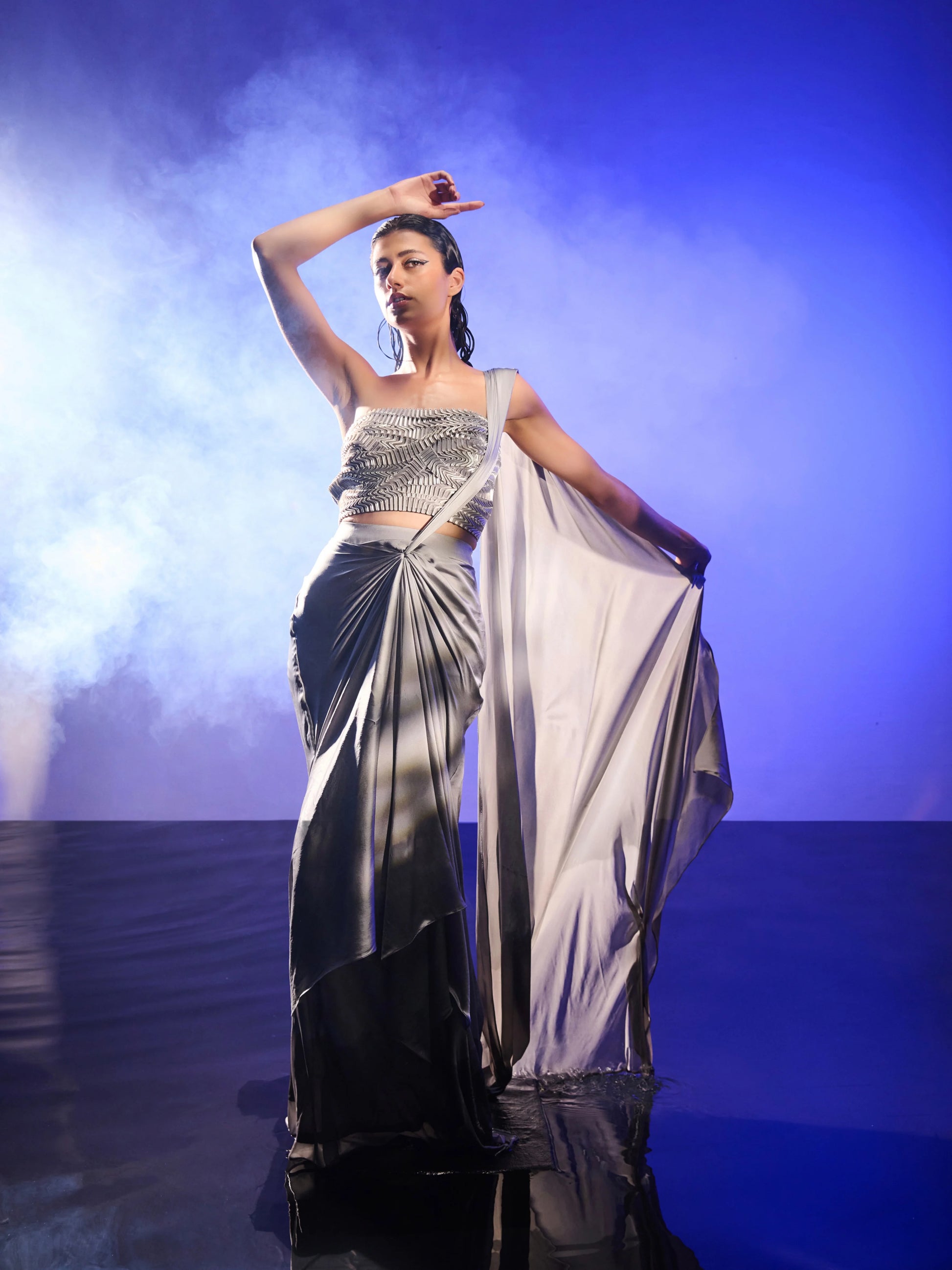 Silver Storm Saree