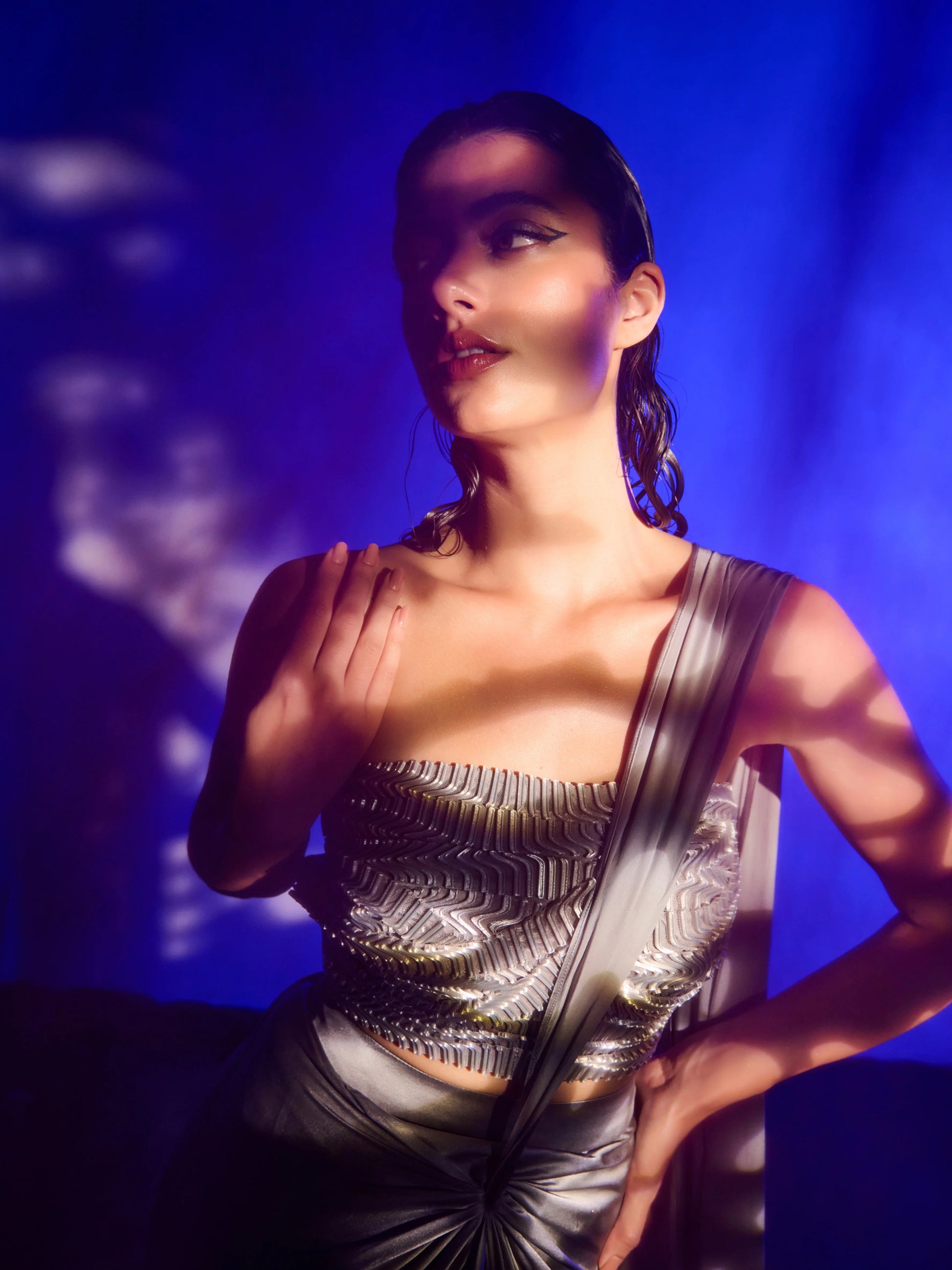 Silver Storm Saree full view