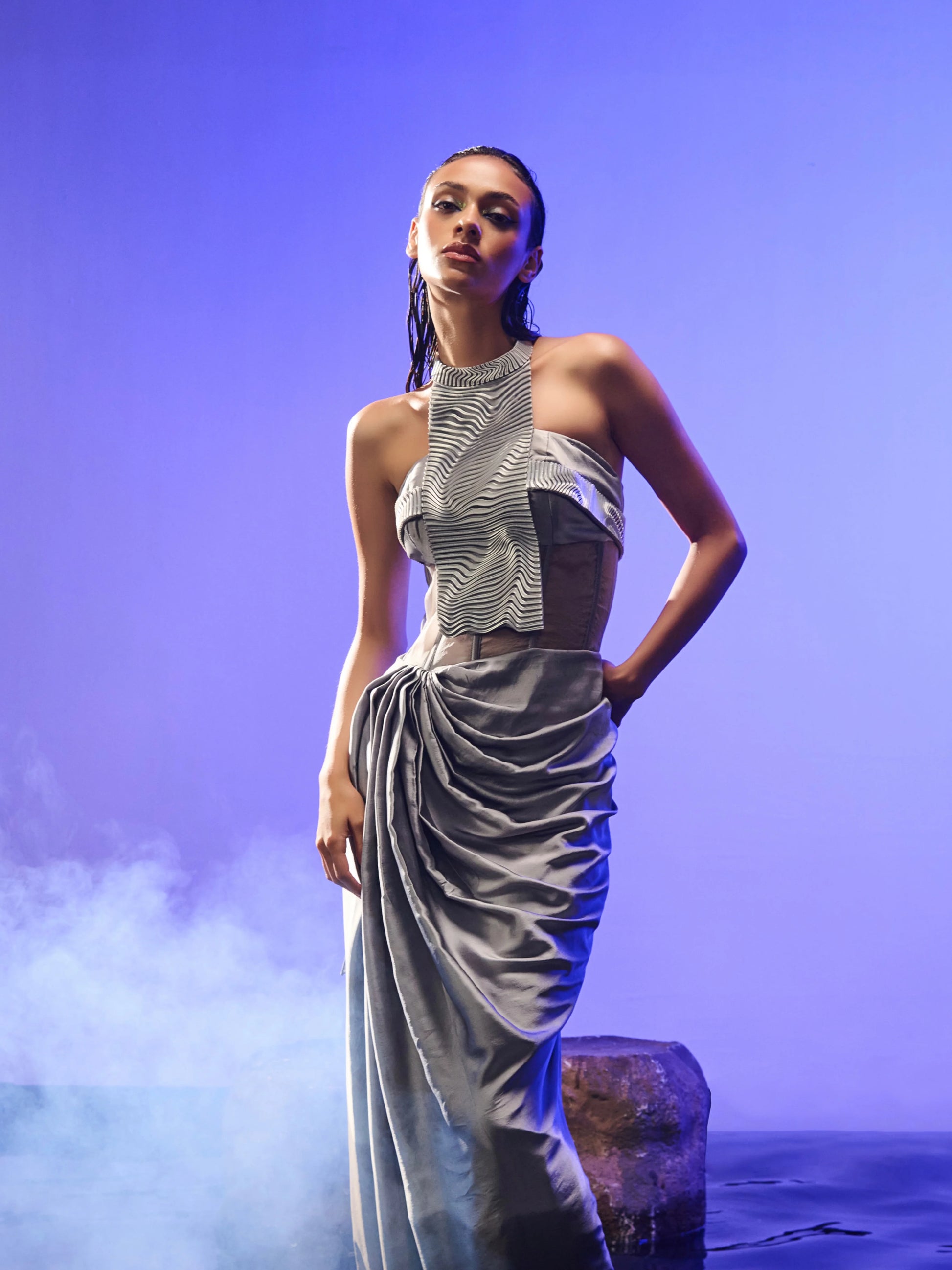 Oceanic Silver Gown side view