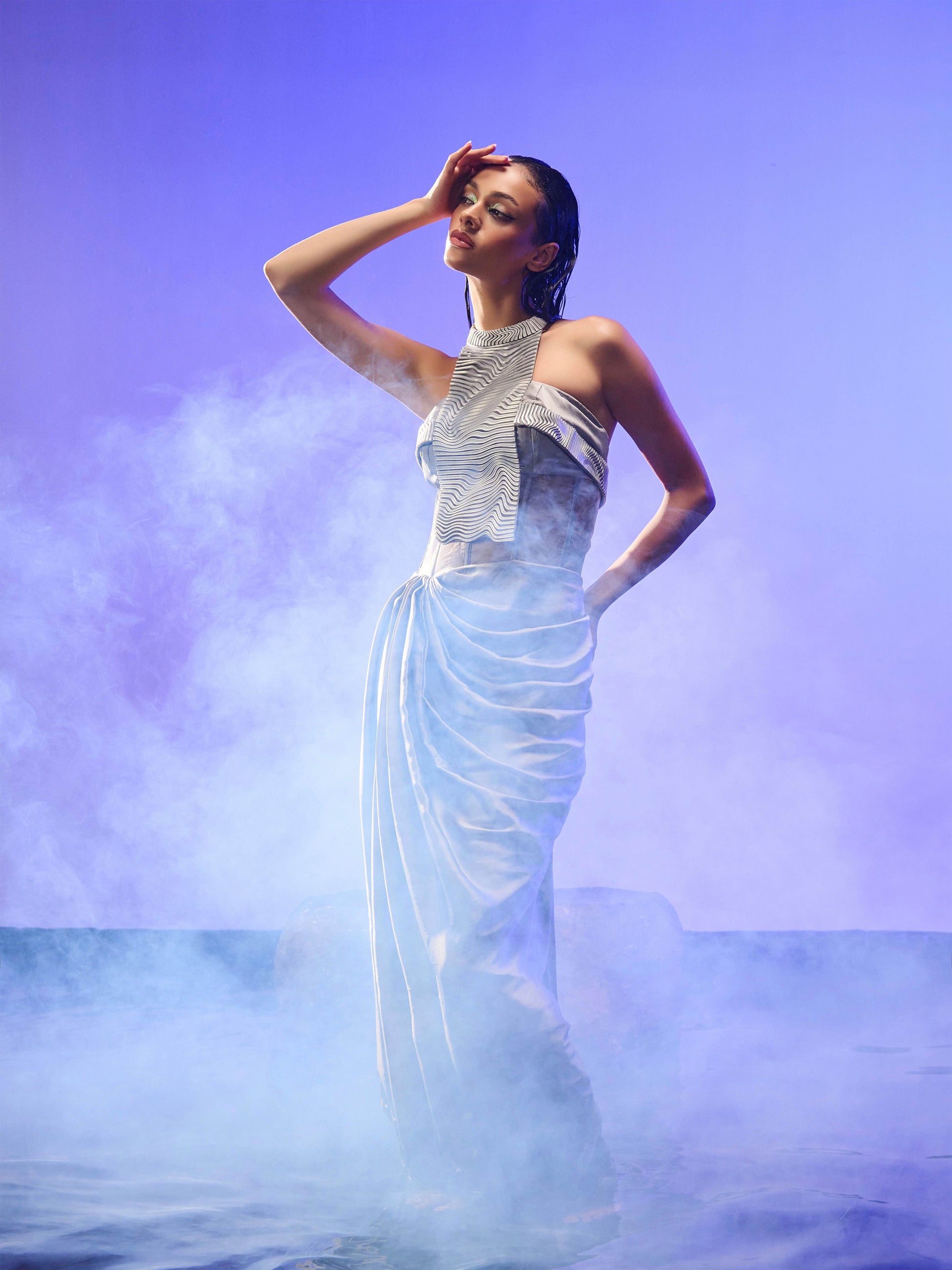 Oceanic Silver Gown back view