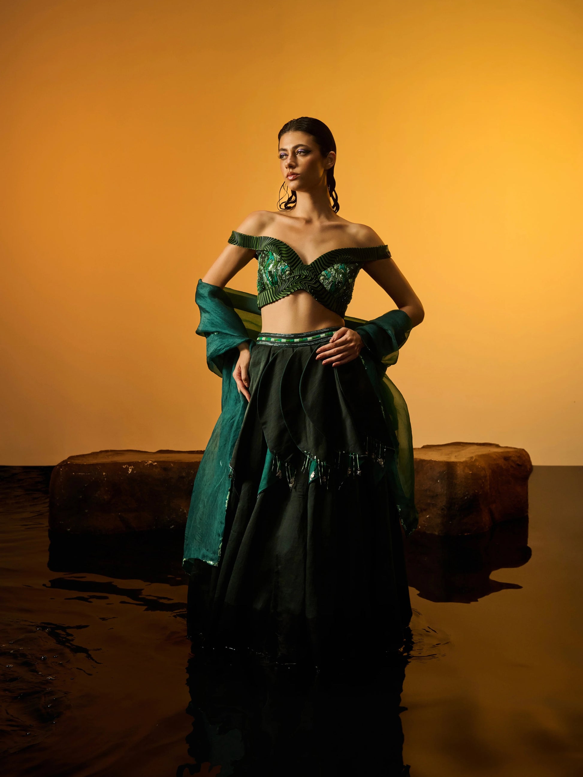 Coral Bloom Lehenga