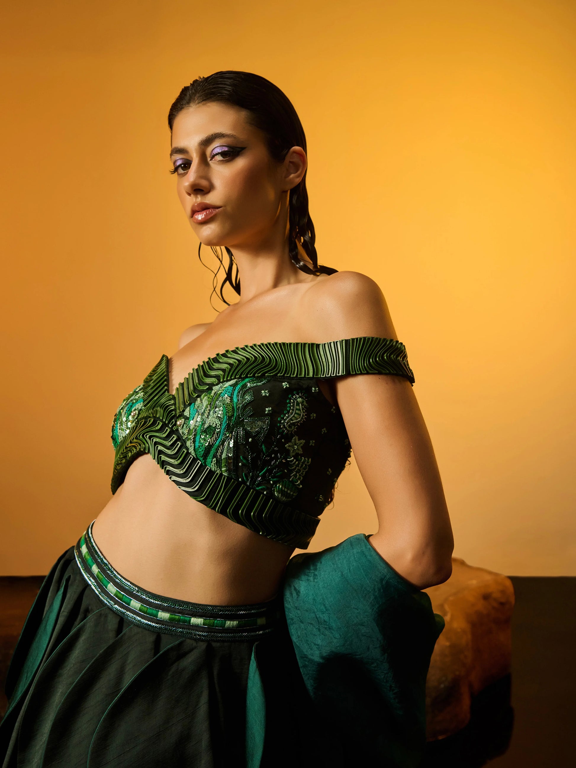 Coral Bloom Lehenga