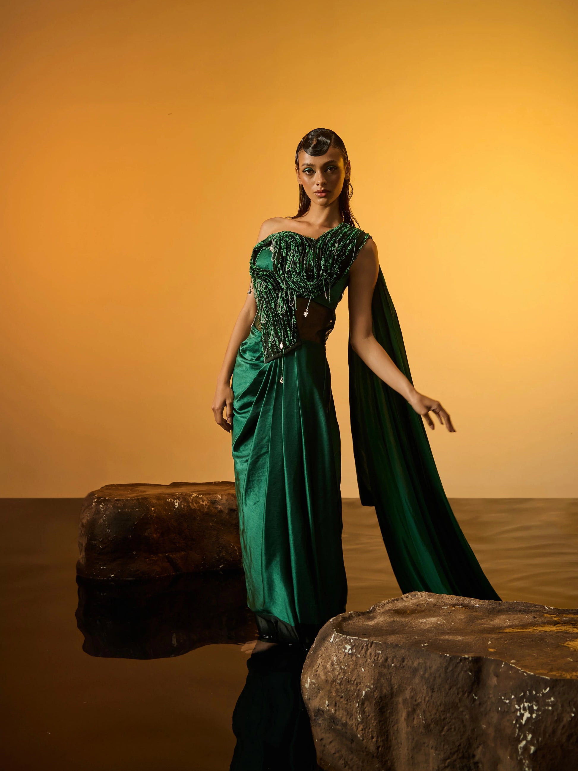 Coral Fields Saree Gown