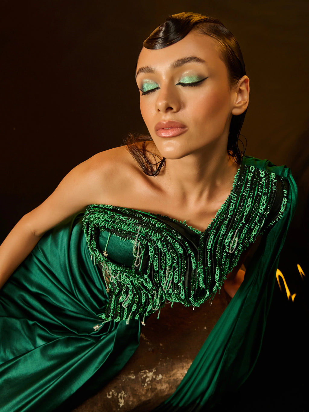 Coral Fields Saree Gown full view