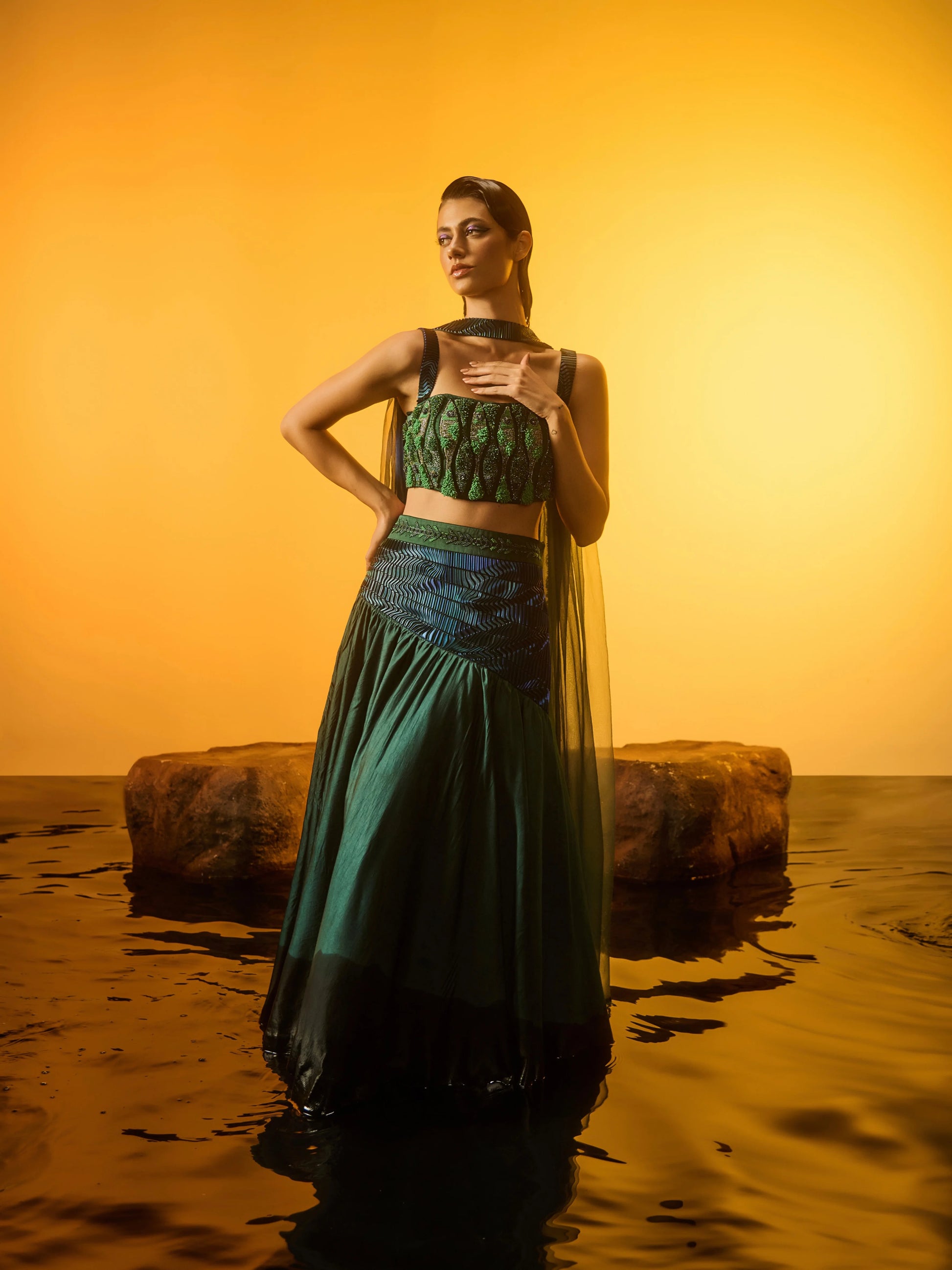 Grassbound Fish Lehenga side view