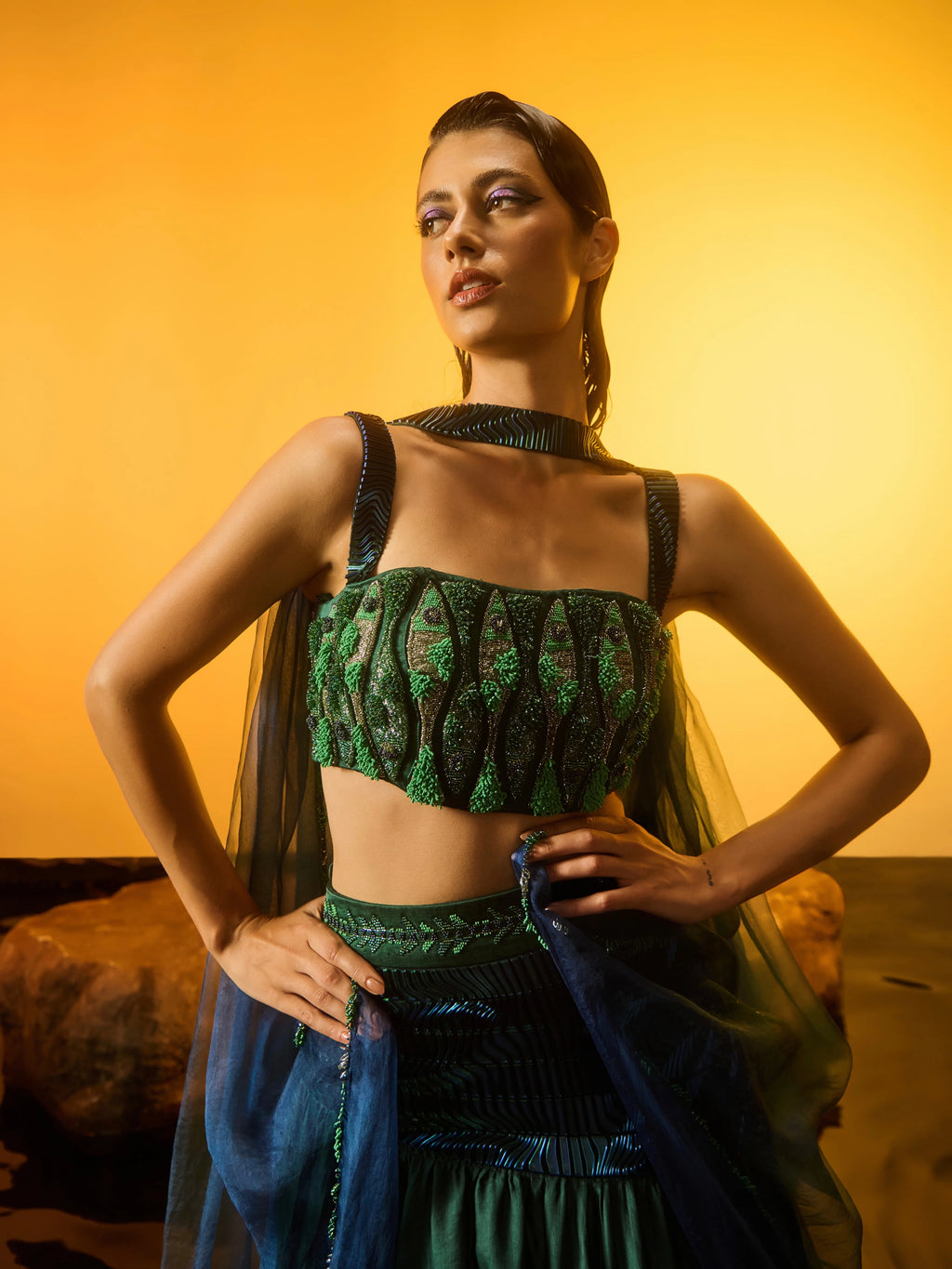Grassbound Fish Lehenga detail