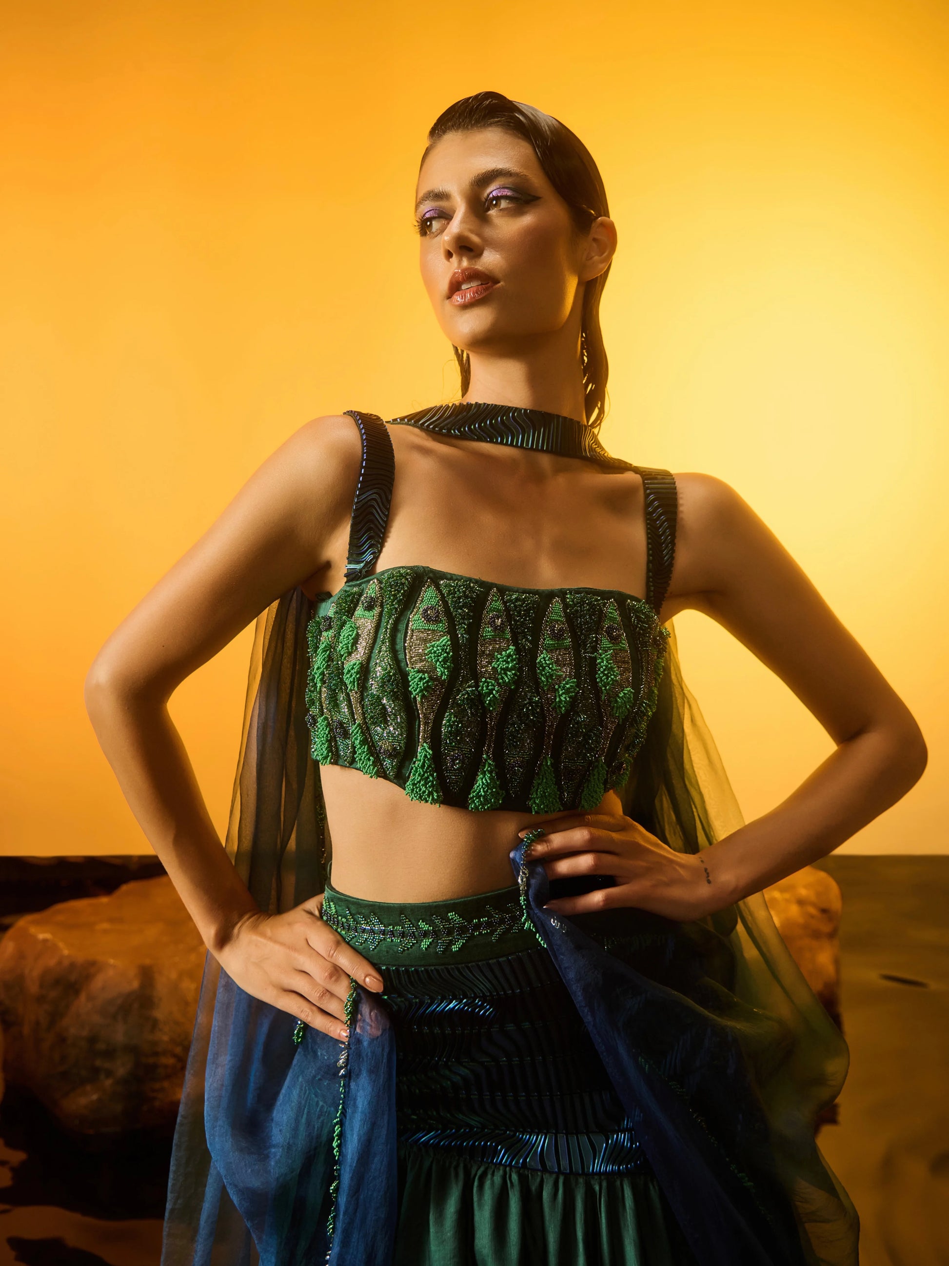 Grassbound Fish Lehenga detail