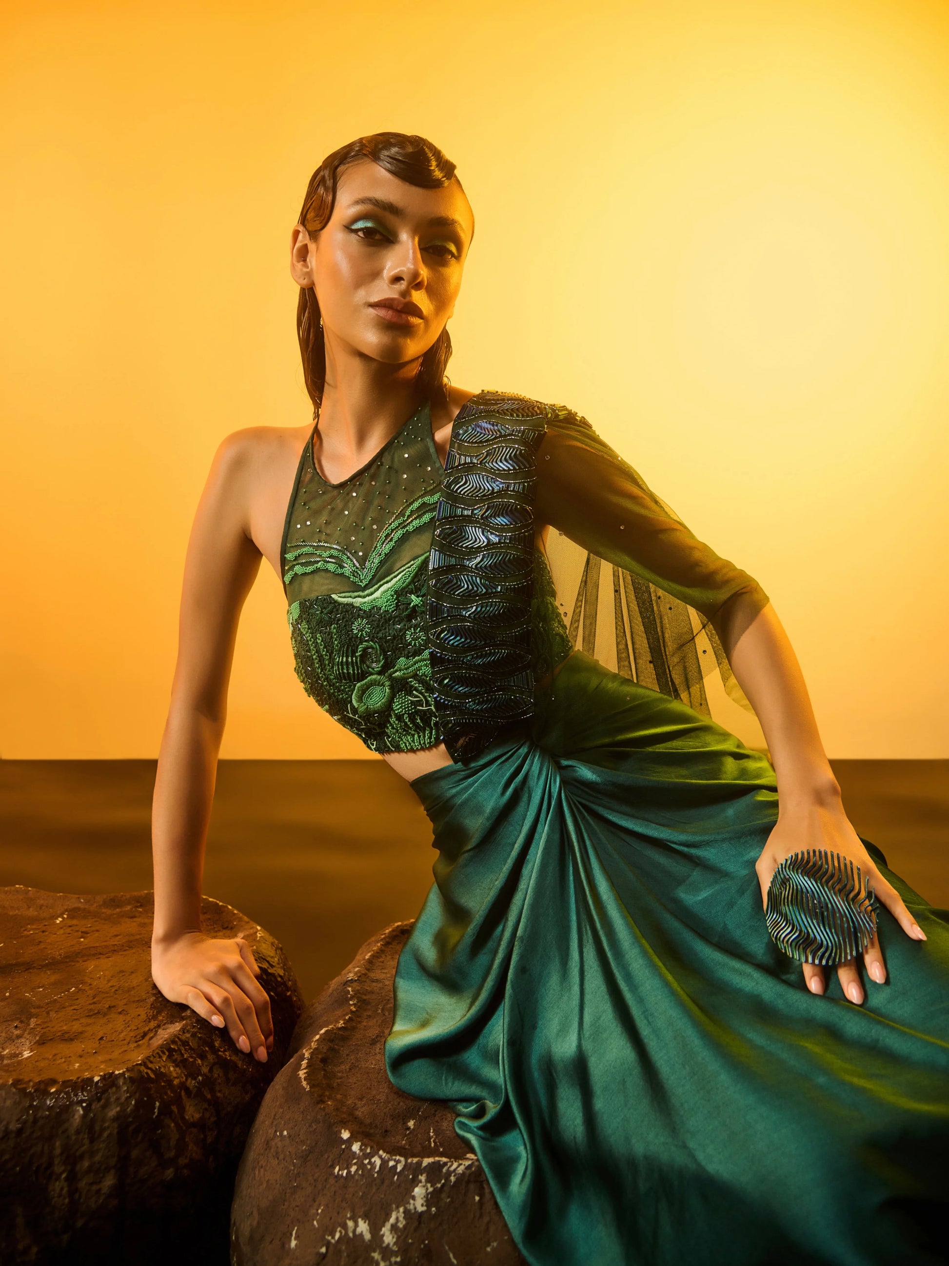 Mermaid's Garden Saree side view