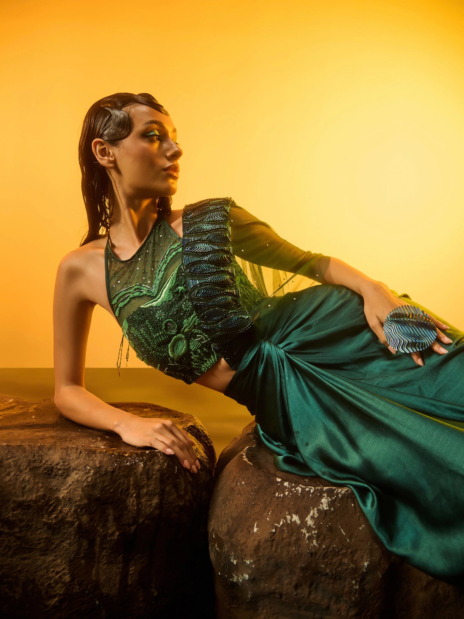Mermaid's Garden Saree detail
