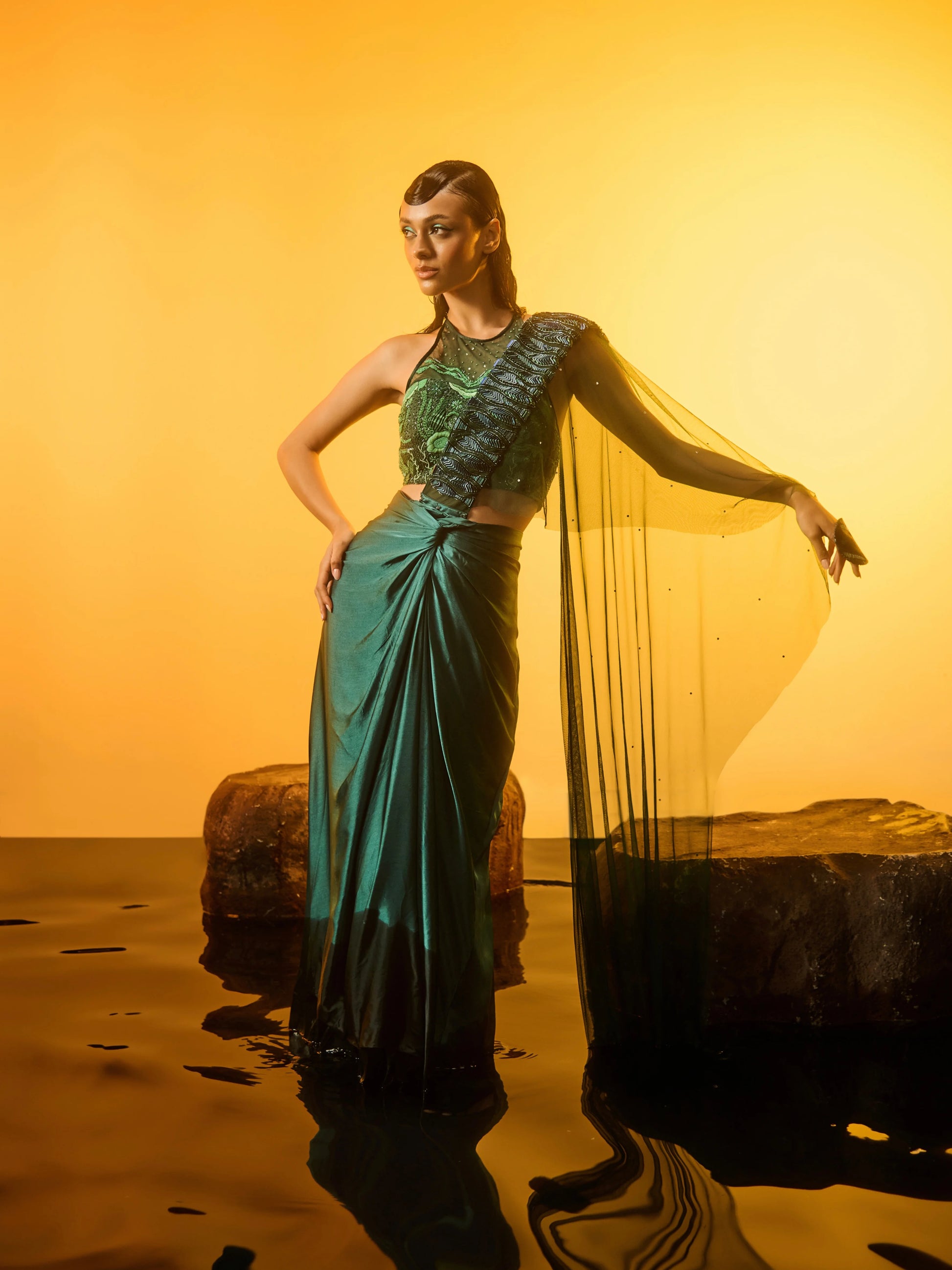 Mermaid's Garden Saree back view