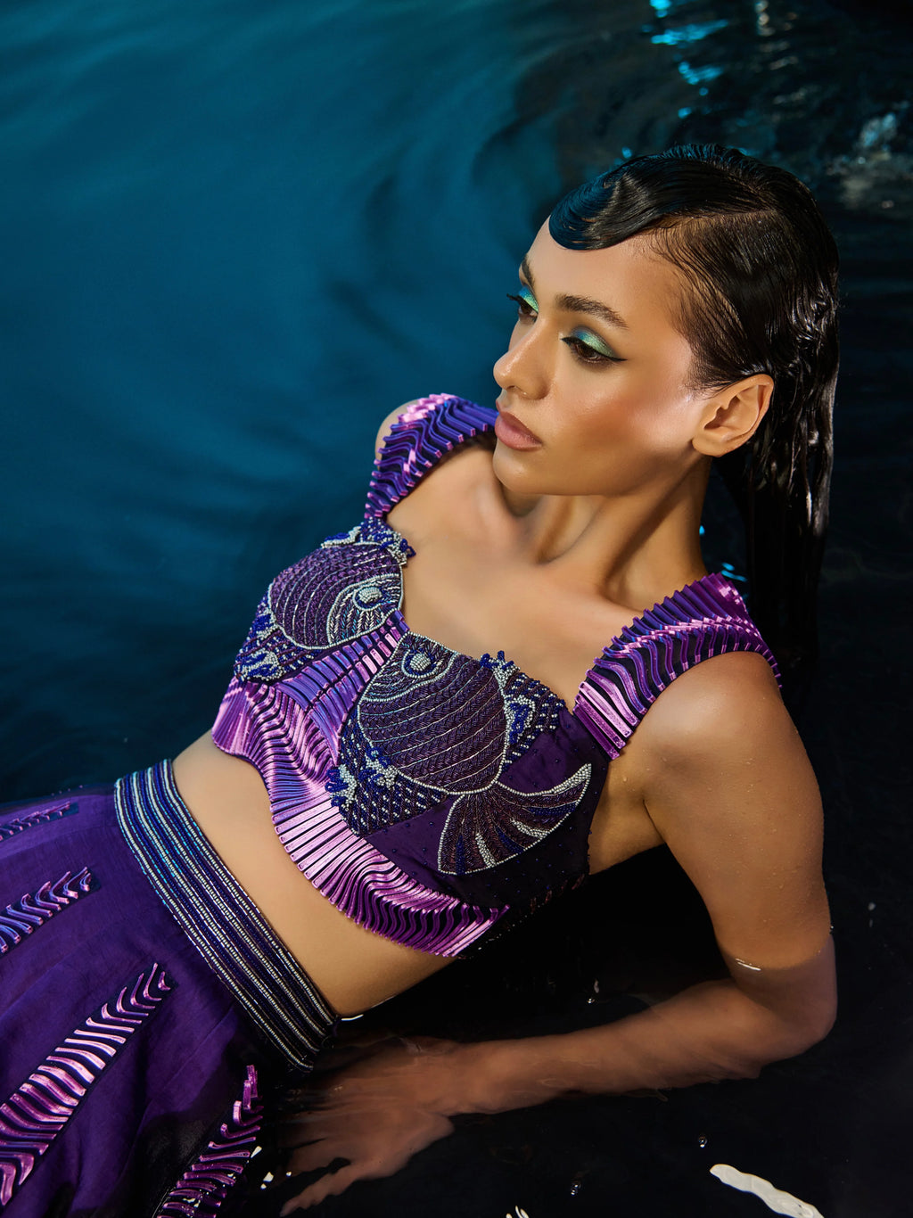 Fish Tale Romance Lehenga side view