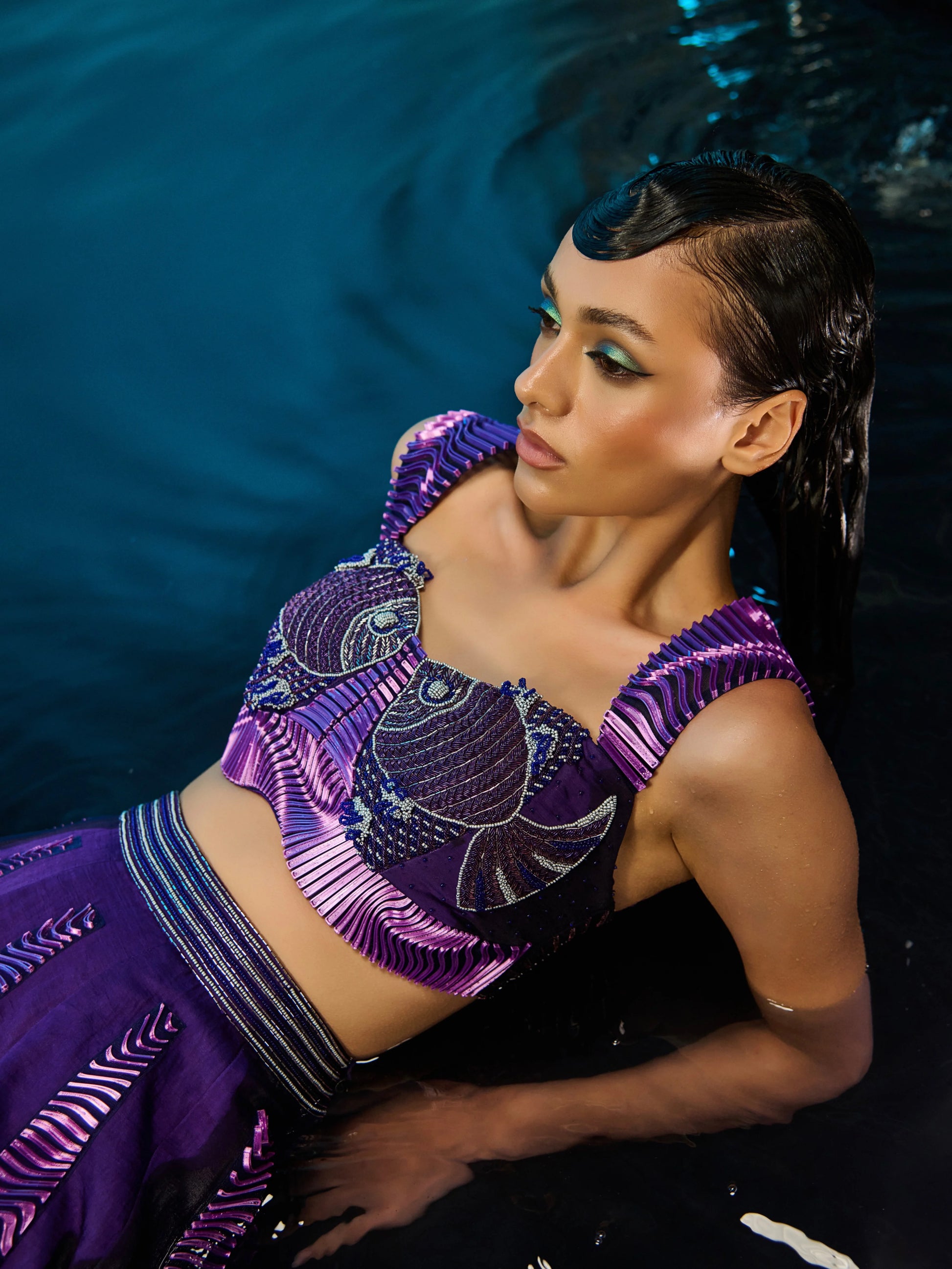Fish Tale Romance Lehenga side view